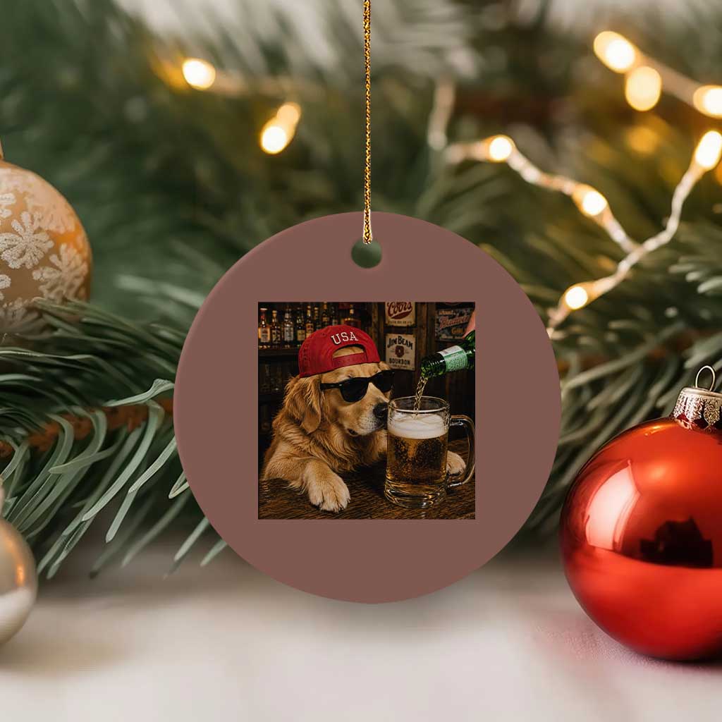 Funny Golden Retriever Drinking Beer Ceramic Ornament Silly Dog Meme Graphic Sarcastic Gift TS10 1pc Mocha Print Your Wear