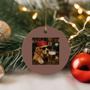 Funny Golden Retriever Drinking Beer Ceramic Ornament Silly Dog Meme Graphic Sarcastic Gift TS10 1pc Mocha Print Your Wear