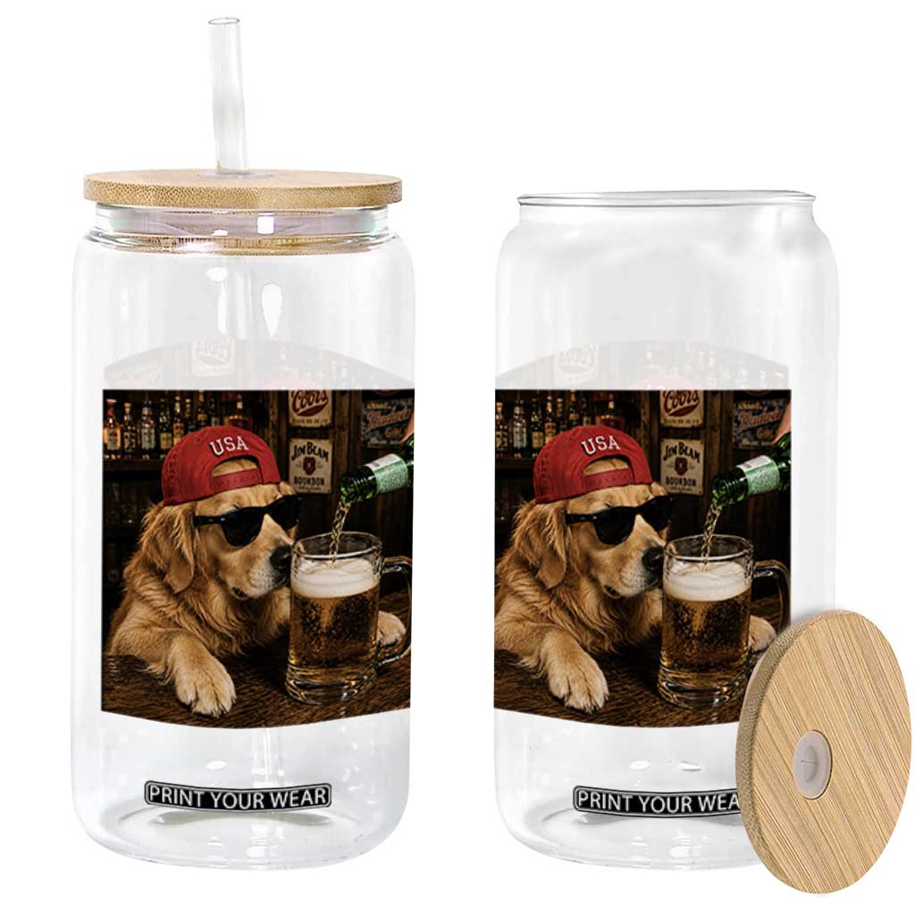 Funny Golden Retriever Drinking Beer Glass Can Silly Dog Meme Graphic Sarcastic Gift TS10 Print Your Wear