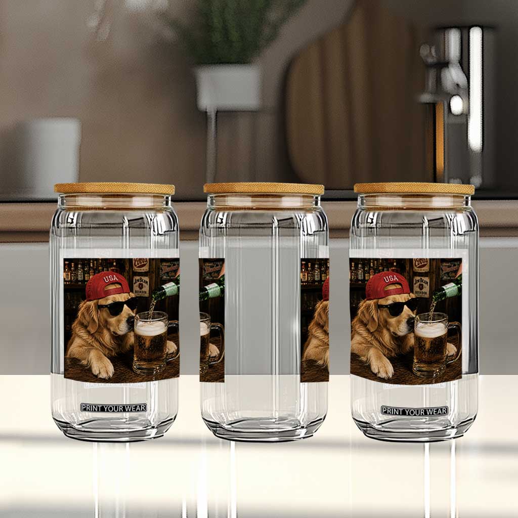 Funny Golden Retriever Drinking Beer Glass Can Silly Dog Meme Graphic Sarcastic Gift TS10 Print Your Wear