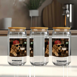 Funny Golden Retriever Drinking Beer Glass Can Silly Dog Meme Graphic Sarcastic Gift TS10 Print Your Wear