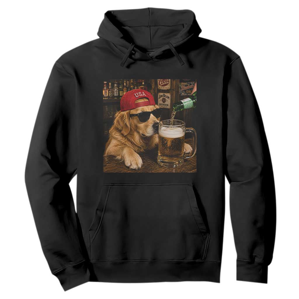 Funny Golden Retriever Drinking Beer Hoodie Silly Dog Meme Graphic Sarcastic Gift TS10 Black Print Your Wear