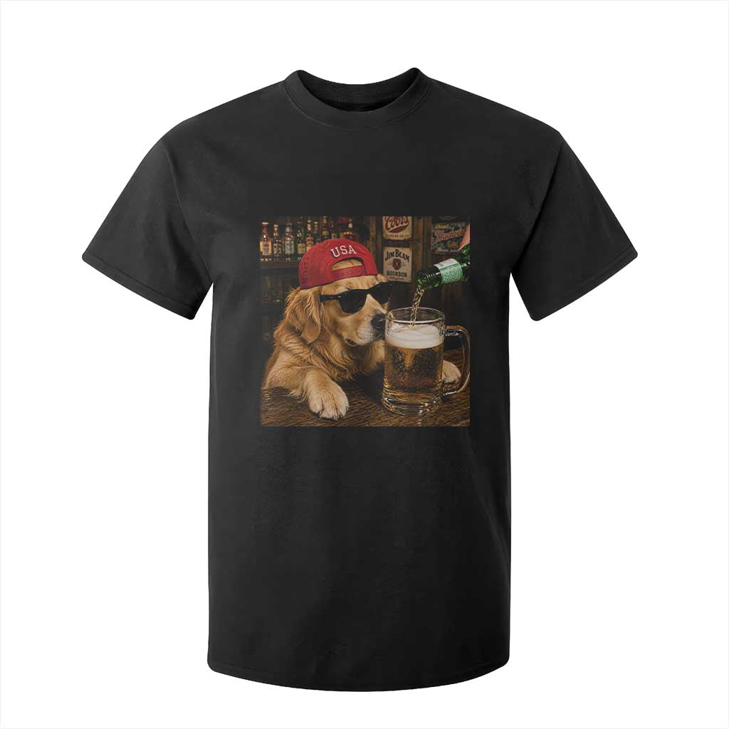 Funny Golden Retriever Drinking Beer T Shirt For Kid Silly Dog Meme Graphic Sarcastic Gift TS10 Black Print Your Wear