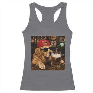 Funny Golden Retriever Drinking Beer Racerback Tank Top Silly Dog Meme Graphic Sarcastic Gift TS10 Charcoal Print Your Wear