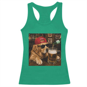 Funny Golden Retriever Drinking Beer Racerback Tank Top Silly Dog Meme Graphic Sarcastic Gift TS10 Irish Green Print Your Wear