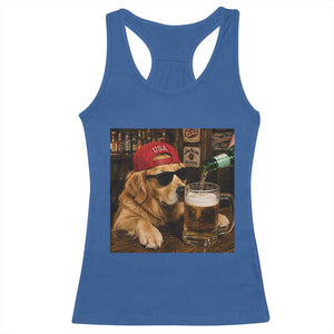 Funny Golden Retriever Drinking Beer Racerback Tank Top Silly Dog Meme Graphic Sarcastic Gift TS10 Royal Blue Print Your Wear