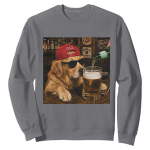 Funny Golden Retriever Drinking Beer Sweatshirt Silly Dog Meme Graphic Sarcastic Gift TS10 Charcoal Print Your Wear