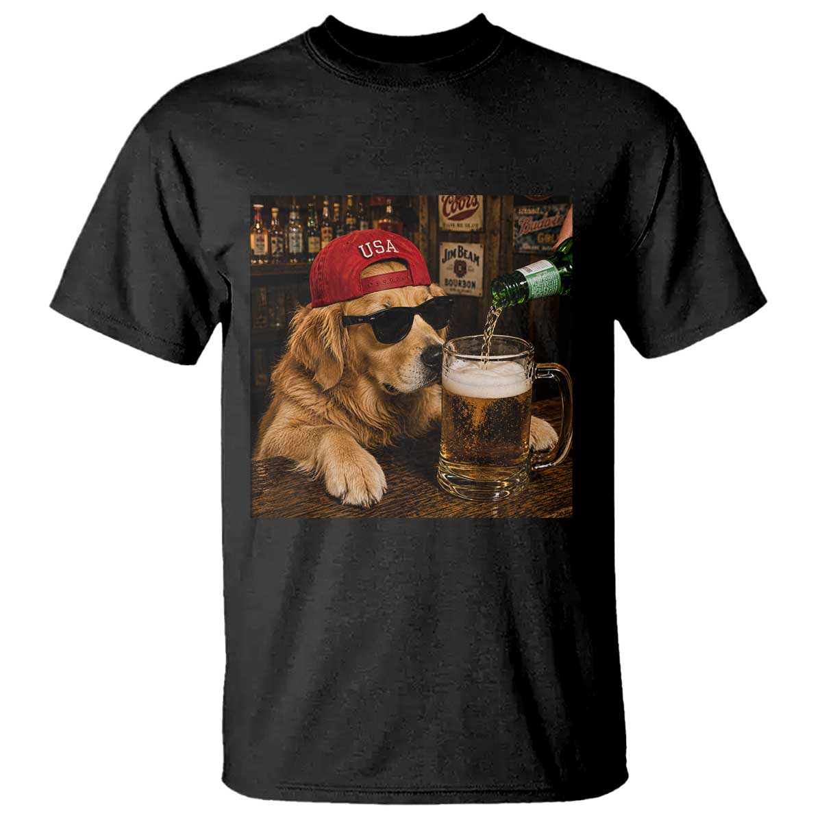Funny Golden Retriever Drinking Beer T Shirt Silly Dog Meme Graphic Sarcastic Gift TS10 Black Print Your Wear