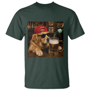 Funny Golden Retriever Drinking Beer T Shirt Silly Dog Meme Graphic Sarcastic Gift TS10 Dark Forest Green Print Your Wear