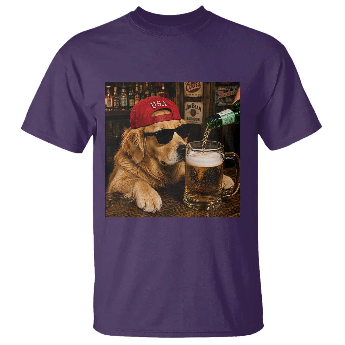 Funny Golden Retriever Drinking Beer T Shirt Silly Dog Meme Graphic Sarcastic Gift TS10 Purple Print Your Wear