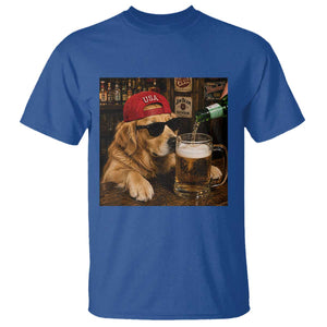 Funny Golden Retriever Drinking Beer T Shirt Silly Dog Meme Graphic Sarcastic Gift TS10 Royal Blue Print Your Wear