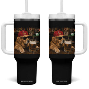 Funny Golden Retriever Drinking Beer Tumbler With Handle Silly Dog Meme Graphic Sarcastic Gift TS10 One Size: 40 oz Black Print Your Wear