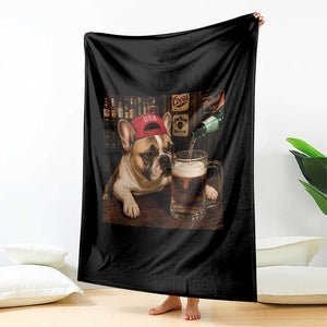 French Bulldog Drinking Beer Throw Blanket Silly Dog Meme Graphic Sarcastic Gift TS10 Print Your Wear