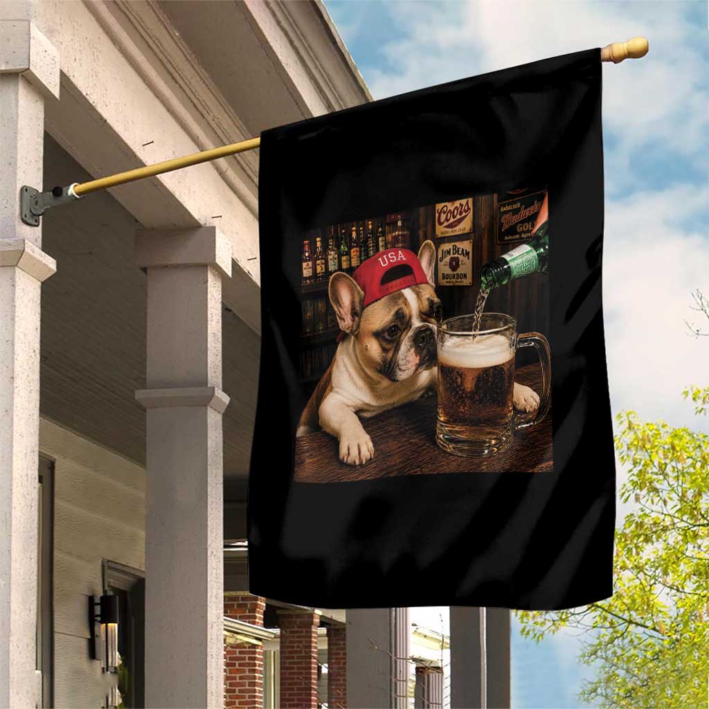 French Bulldog Drinking Beer Garden Flag Silly Dog Meme Graphic Sarcastic Gift TS10 Print Your Wear