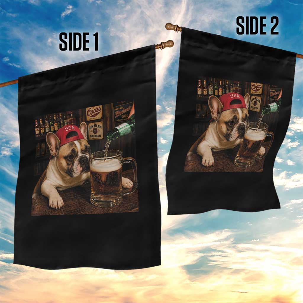 French Bulldog Drinking Beer Garden Flag Silly Dog Meme Graphic Sarcastic Gift TS10 Print Your Wear