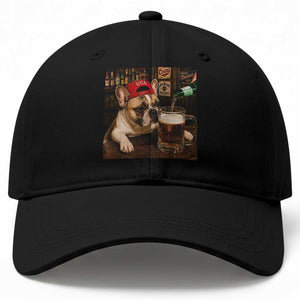 French Bulldog Drinking Beer Baseball Cap Silly Dog Meme Graphic Sarcastic Gift TS10 Print Your Wear