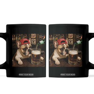 French Bulldog Drinking Beer Coffee Mug Silly Dog Meme Graphic Sarcastic Gift TS10 Black Print Your Wear