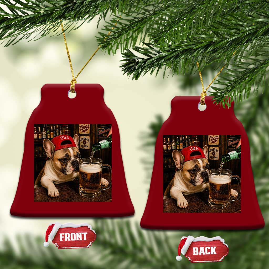 French Bulldog Drinking Beer Ceramic Ornament Silly Dog Meme Graphic Sarcastic Gift TS10 Print Your Wear