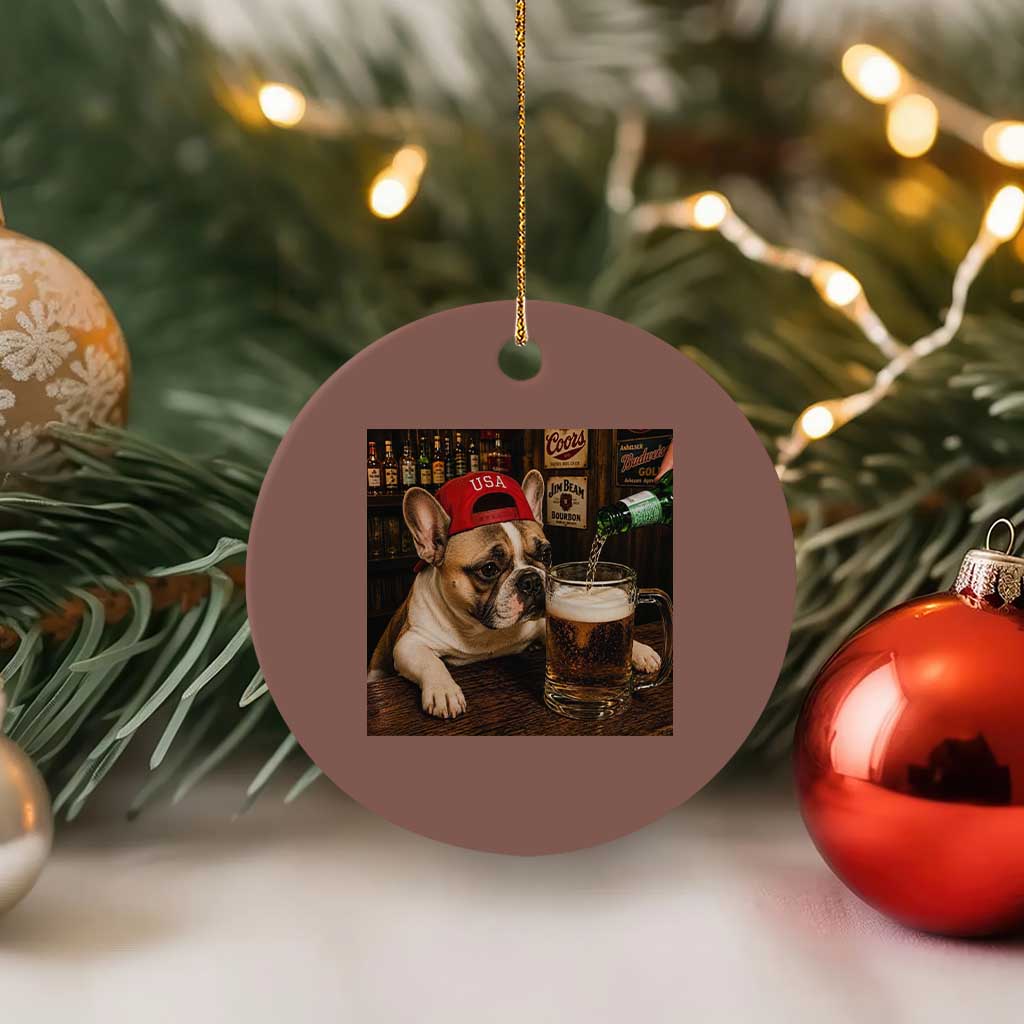 French Bulldog Drinking Beer Ceramic Ornament Silly Dog Meme Graphic Sarcastic Gift TS10 1pc Mocha Print Your Wear