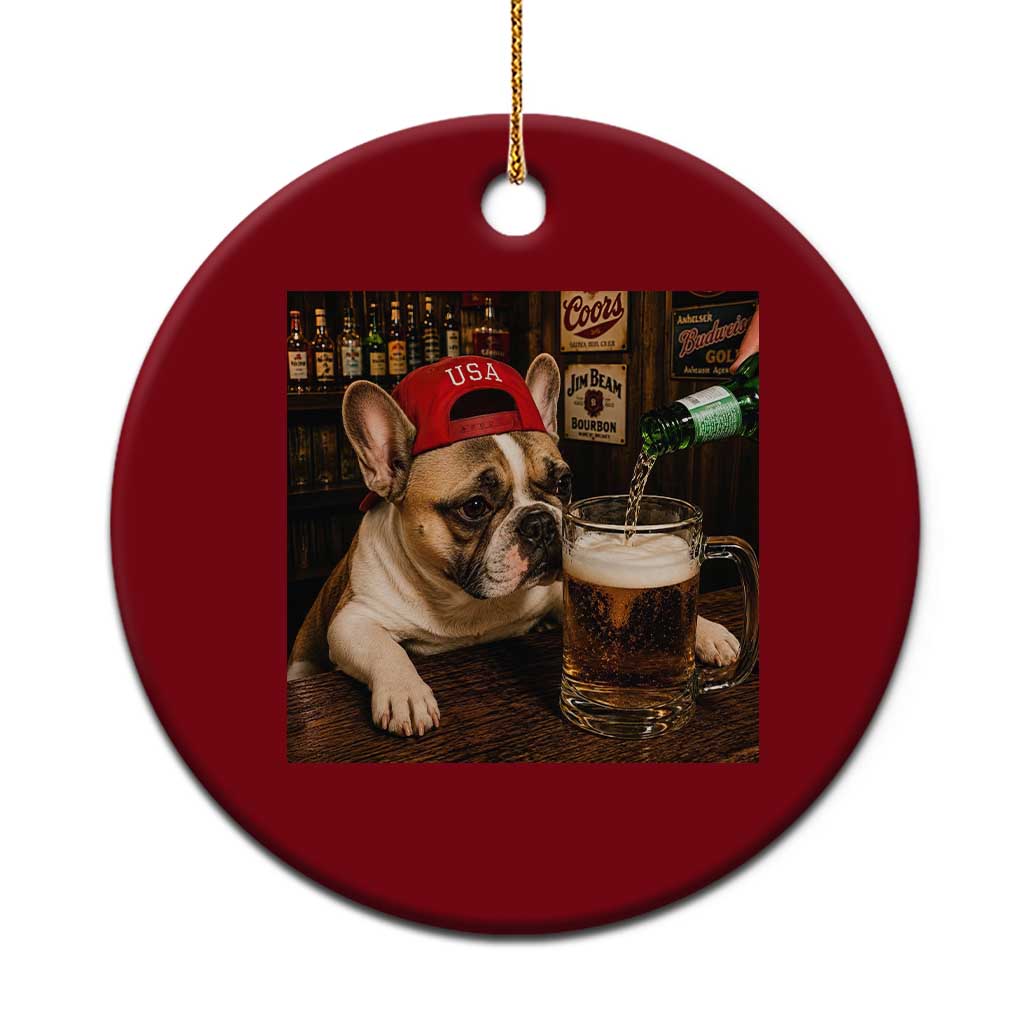 French Bulldog Drinking Beer Ceramic Ornament Silly Dog Meme Graphic Sarcastic Gift TS10 1pc Red Print Your Wear