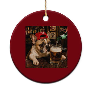 French Bulldog Drinking Beer Ceramic Ornament Silly Dog Meme Graphic Sarcastic Gift TS10 1pc Red Print Your Wear