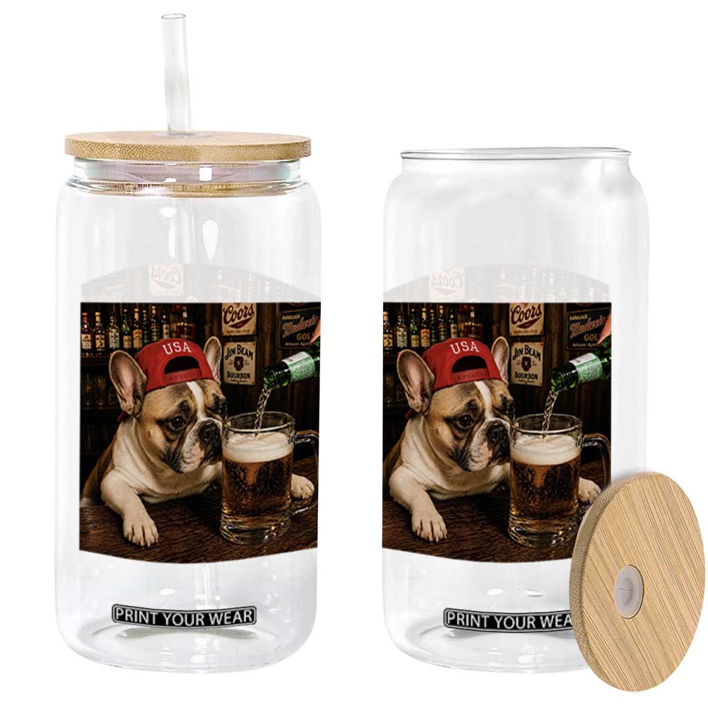 French Bulldog Drinking Beer Glass Can Silly Dog Meme Graphic Sarcastic Gift TS10 Print Your Wear