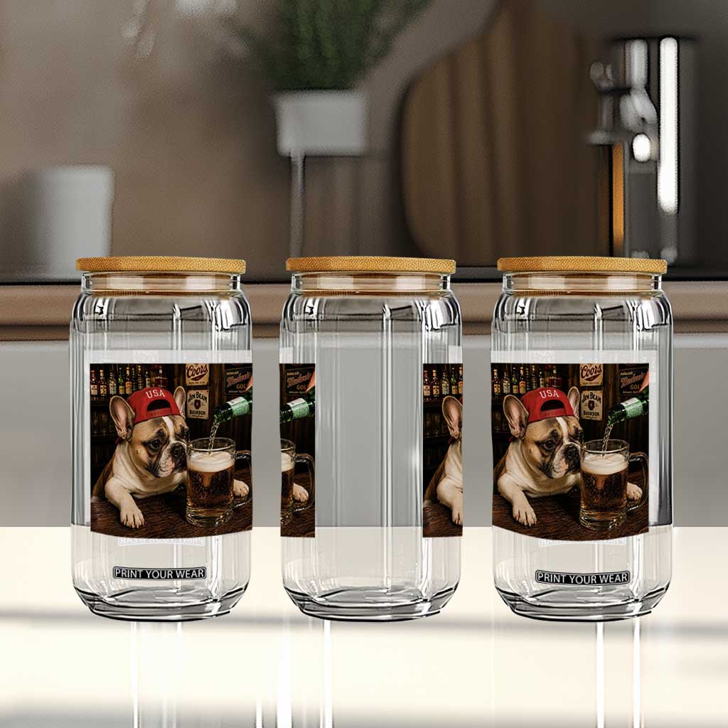French Bulldog Drinking Beer Glass Can Silly Dog Meme Graphic Sarcastic Gift TS10 Print Your Wear