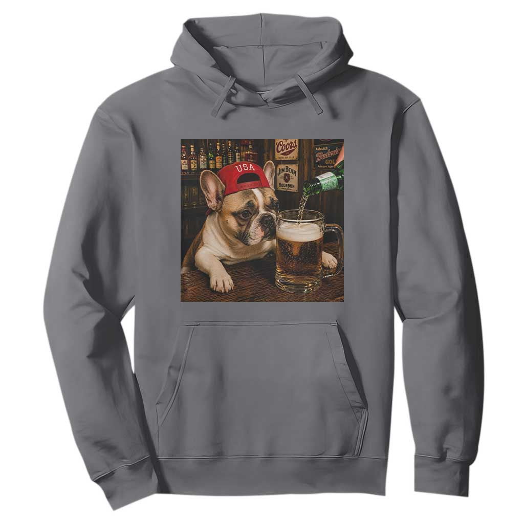 French Bulldog Drinking Beer Hoodie Silly Dog Meme Graphic Sarcastic Gift TS10 Charcoal Print Your Wear