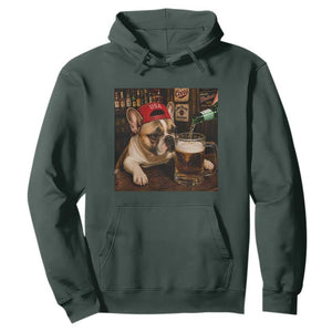 French Bulldog Drinking Beer Hoodie Silly Dog Meme Graphic Sarcastic Gift TS10 Dark Forest Green Print Your Wear