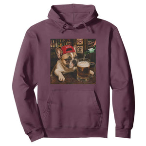 French Bulldog Drinking Beer Hoodie Silly Dog Meme Graphic Sarcastic Gift TS10 Maroon Print Your Wear