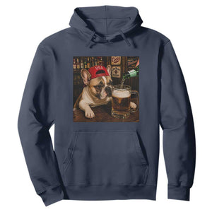 French Bulldog Drinking Beer Hoodie Silly Dog Meme Graphic Sarcastic Gift TS10 Navy Print Your Wear