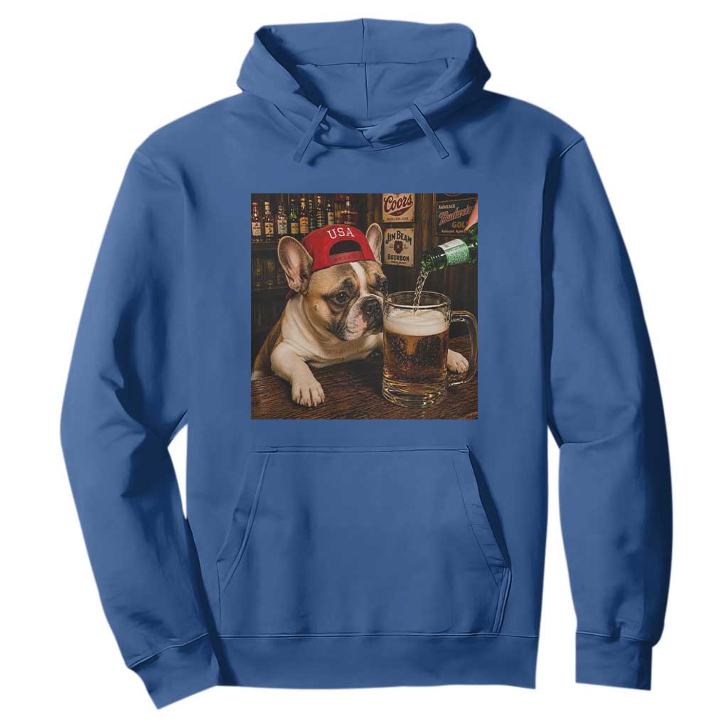 French Bulldog Drinking Beer Hoodie Silly Dog Meme Graphic Sarcastic Gift TS10 Royal Blue Print Your Wear