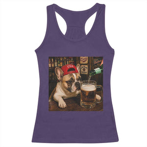 French Bulldog Drinking Beer Racerback Tank Top Silly Dog Meme Graphic Sarcastic Gift TS10 Purple Print Your Wear