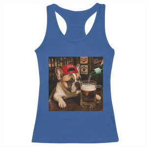 French Bulldog Drinking Beer Racerback Tank Top Silly Dog Meme Graphic Sarcastic Gift TS10 Royal Blue Print Your Wear