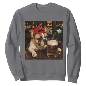 French Bulldog Drinking Beer Sweatshirt Silly Dog Meme Graphic Sarcastic Gift TS10 Charcoal Print Your Wear