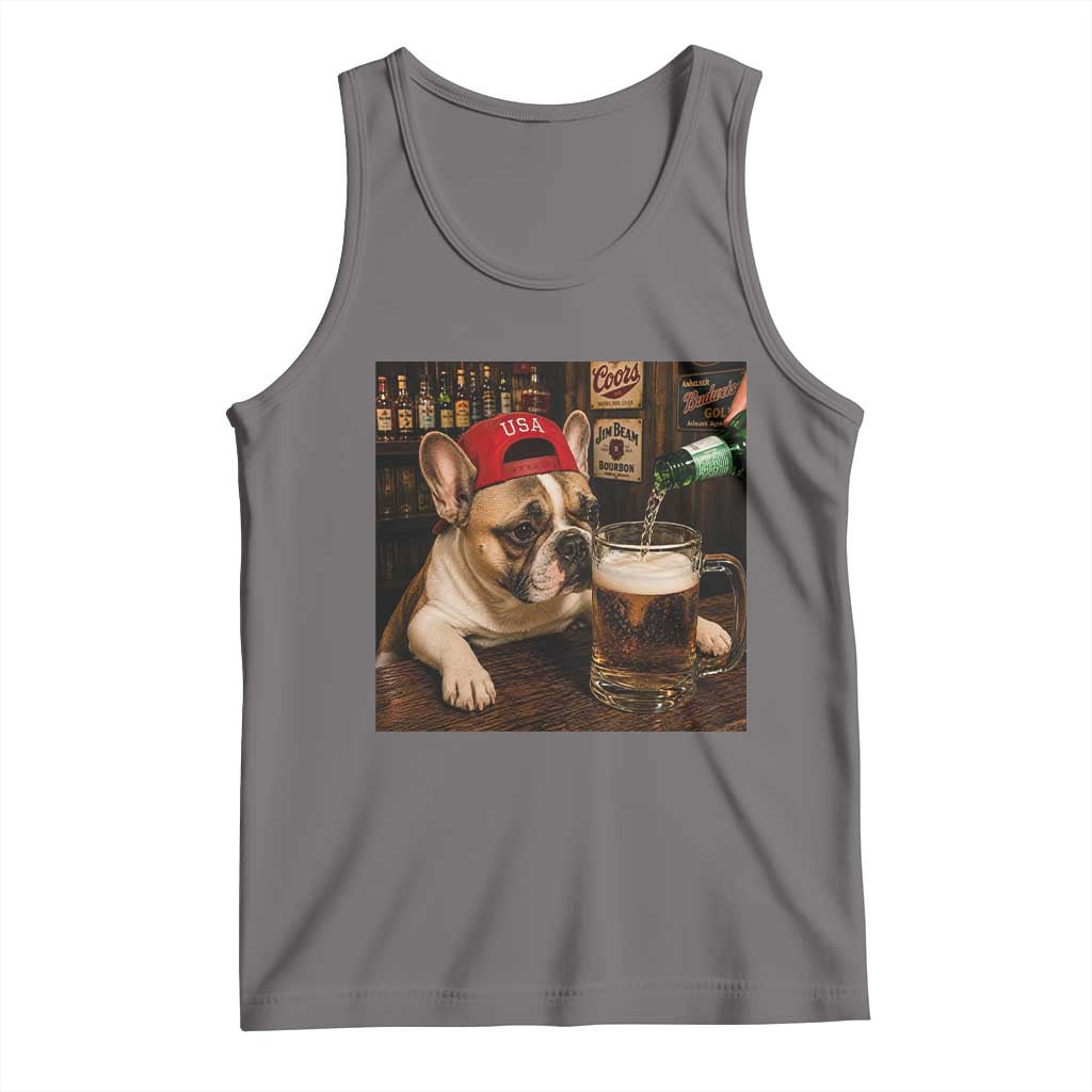French Bulldog Drinking Beer Tank Top Silly Dog Meme Graphic Sarcastic Gift TS10 Deep Heather Print Your Wear