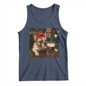 French Bulldog Drinking Beer Tank Top Silly Dog Meme Graphic Sarcastic Gift TS10 Navy Print Your Wear