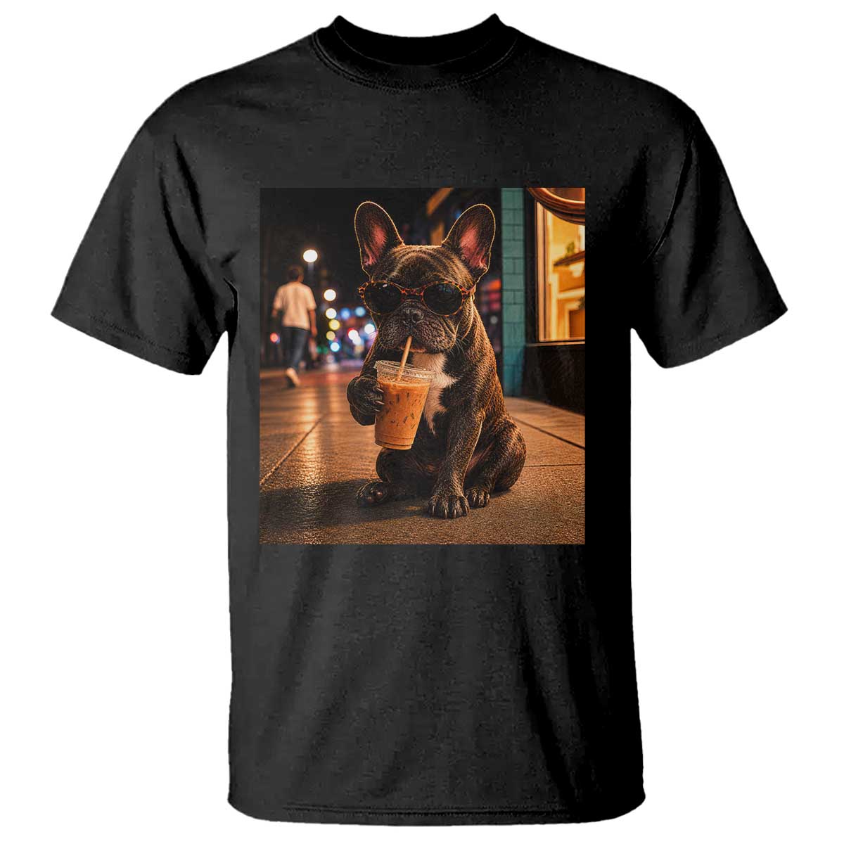 French Bulldog Iced Coffee T Shirt Grunge Frenchie Graphic Funny Dog Lover TS10 Black Print Your Wear