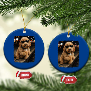 Goldendoodle Drinking Iced Coffee Ceramic Ornament Grunge Graphic Funny Dog Lover TS10 1pc Blue Print Your Wear