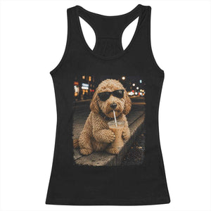 Goldendoodle Drinking Iced Coffee Racerback Tank Top Grunge Graphic Funny Dog Lover TS10 Black Print Your Wear