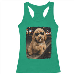 Goldendoodle Drinking Iced Coffee Racerback Tank Top Grunge Graphic Funny Dog Lover TS10 Irish Green Print Your Wear