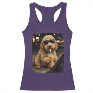 Goldendoodle Drinking Iced Coffee Racerback Tank Top Grunge Graphic Funny Dog Lover TS10 Purple Print Your Wear