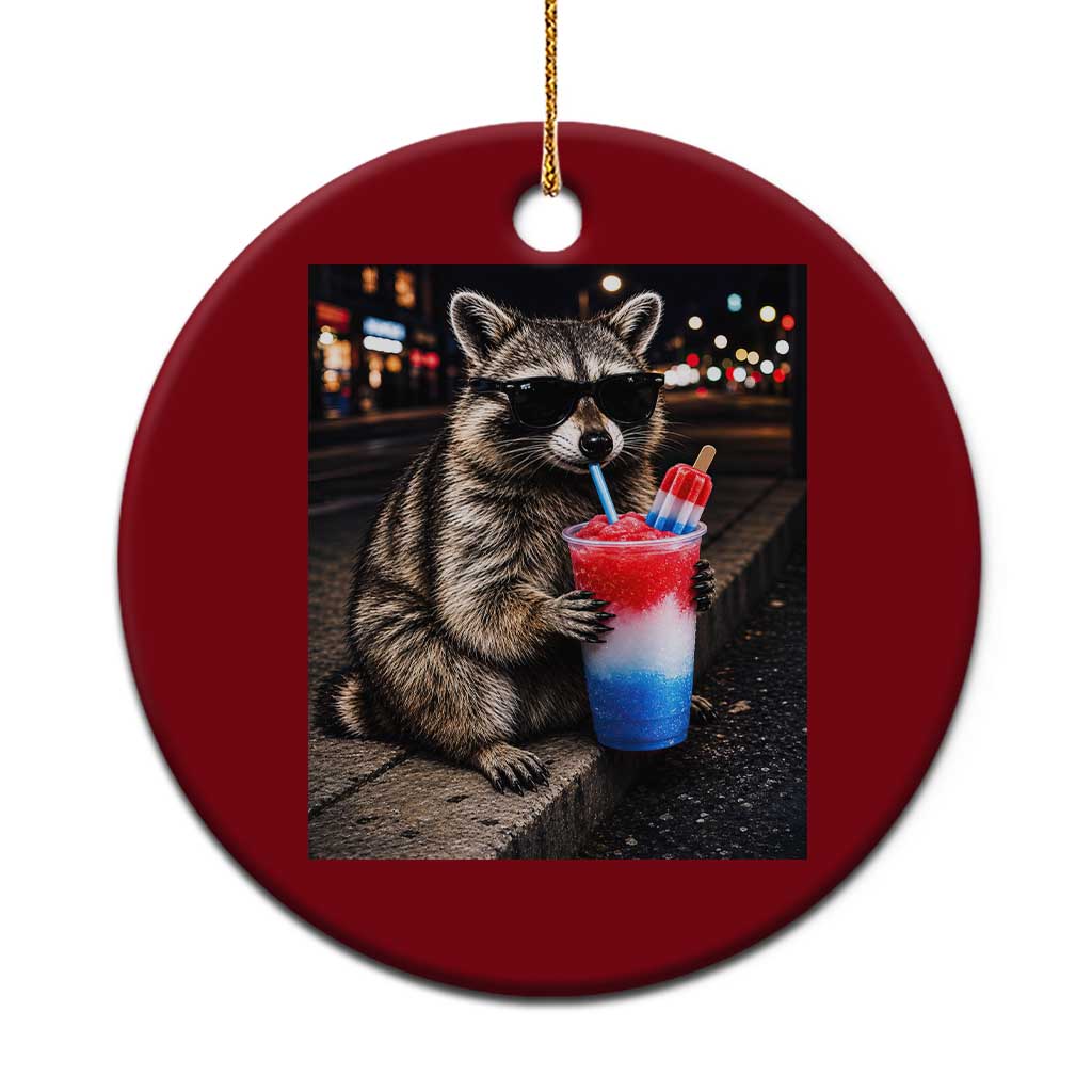 4th Of July Raccoon Drinking Slushie Ceramic Ornament Patriotic 250 Anniversary USA Trash Panda Funny Meme TS10 1pc Red Print Your Wear