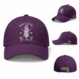 Funny Golfer Baseball Cap Daily Dose of Iron Golf TS10 Baseball Cap Universal Fit Purple Print Your Wear