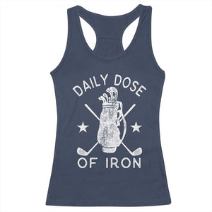 Funny Golfer Racerback Tank Top Daily Dose of Iron Golf TS10 Navy Print Your Wear