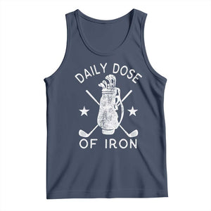 Funny Golfer Tank Top Daily Dose of Iron Golf TS10 Navy Print Your Wear