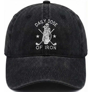 Funny Golfer Washed Cotton Baseball Cap Daily Dose of Iron Golf TS10 Print Your Wear