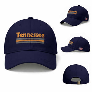 Vintage Tennessee Baseball Cap Retro Classic TN Orange Print Retro Three Stripe TS10 Baseball Cap Universal Fit Dark Blue Print Your Wear