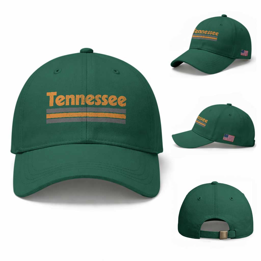 Vintage Tennessee Baseball Cap Retro Classic TN Orange Print Retro Three Stripe TS10 Baseball Cap Universal Fit Irish Green Print Your Wear
