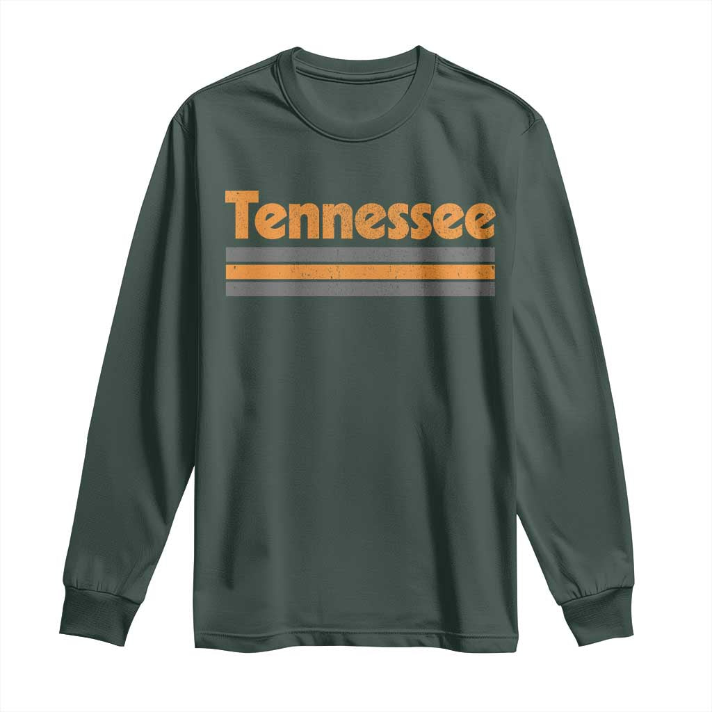 Vintage Tennessee Long Sleeve Shirt Retro Classic TN Orange Print Retro Three Stripe TS10 Dark Forest Green Print Your Wear